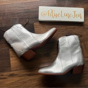 Free People New Frontier Silver Western Boots NWOT